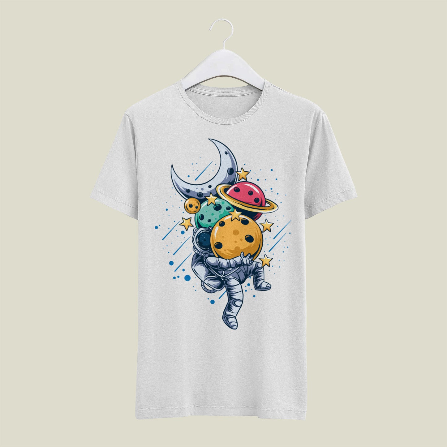 Astronaut Holding Planets T-Shirt